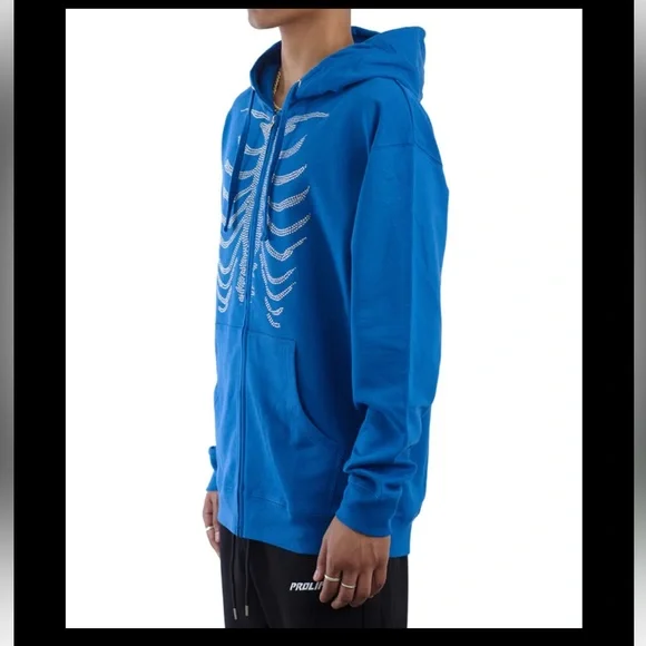 Bones Rhinestone Hoodie - Royal Blue - Picture 2 of 8